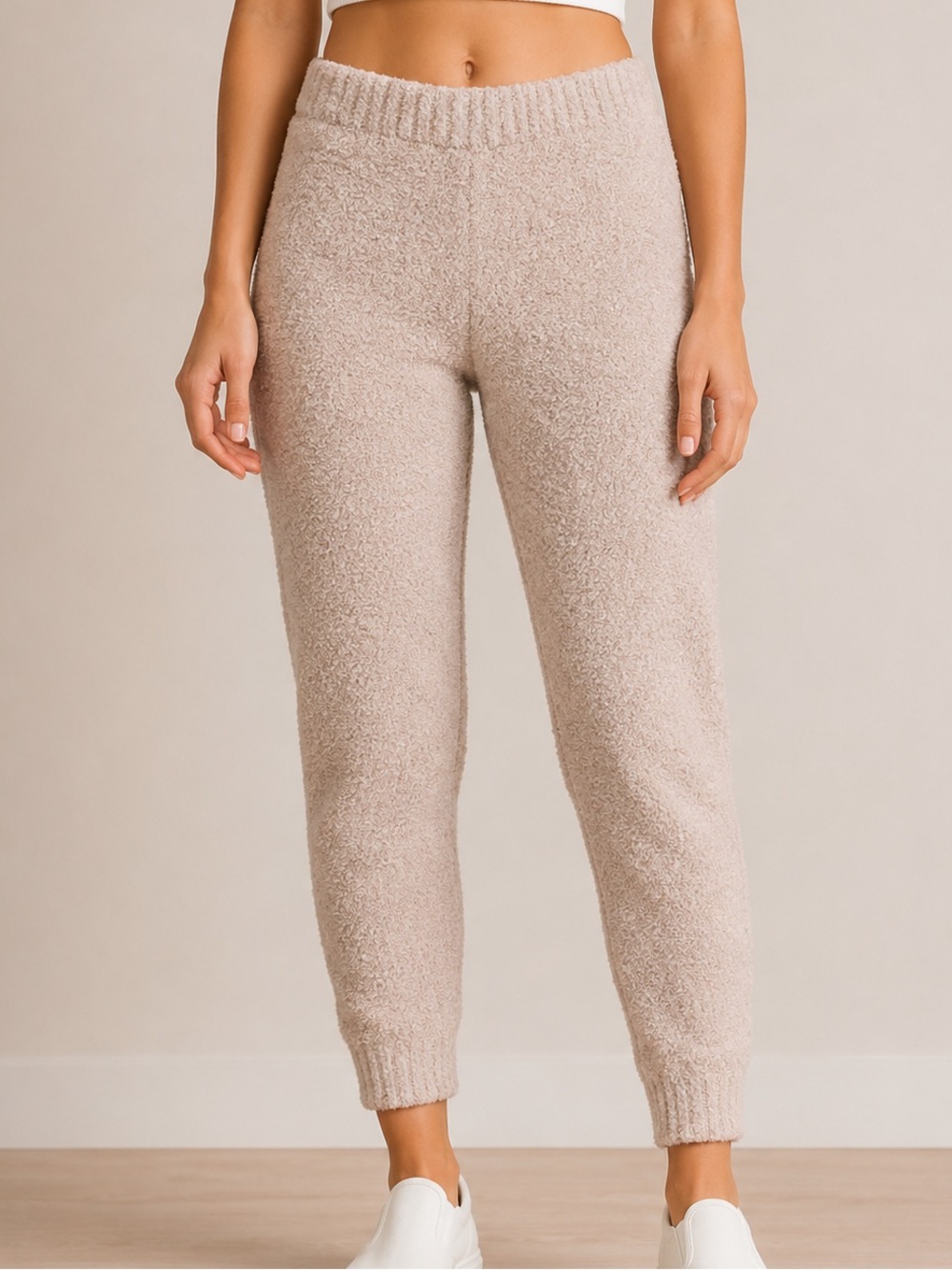 Fashion Nova Fuzzy Teddy High Rise Cozy Leggings Tan Size Small